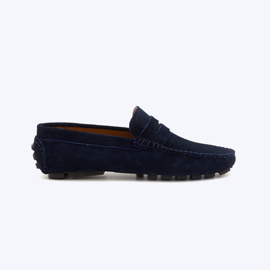 094 Mocassin daim bleu