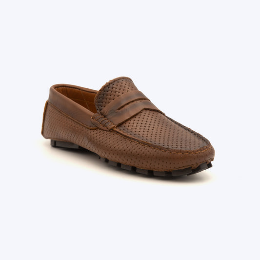 094 Mocassin cuir marron